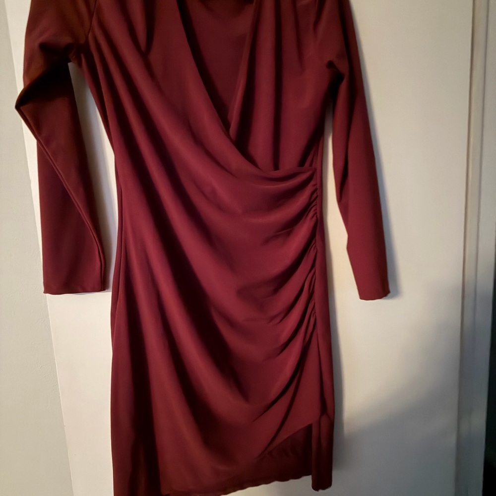 Leith Deep Red Long Sleeve Mini Dress